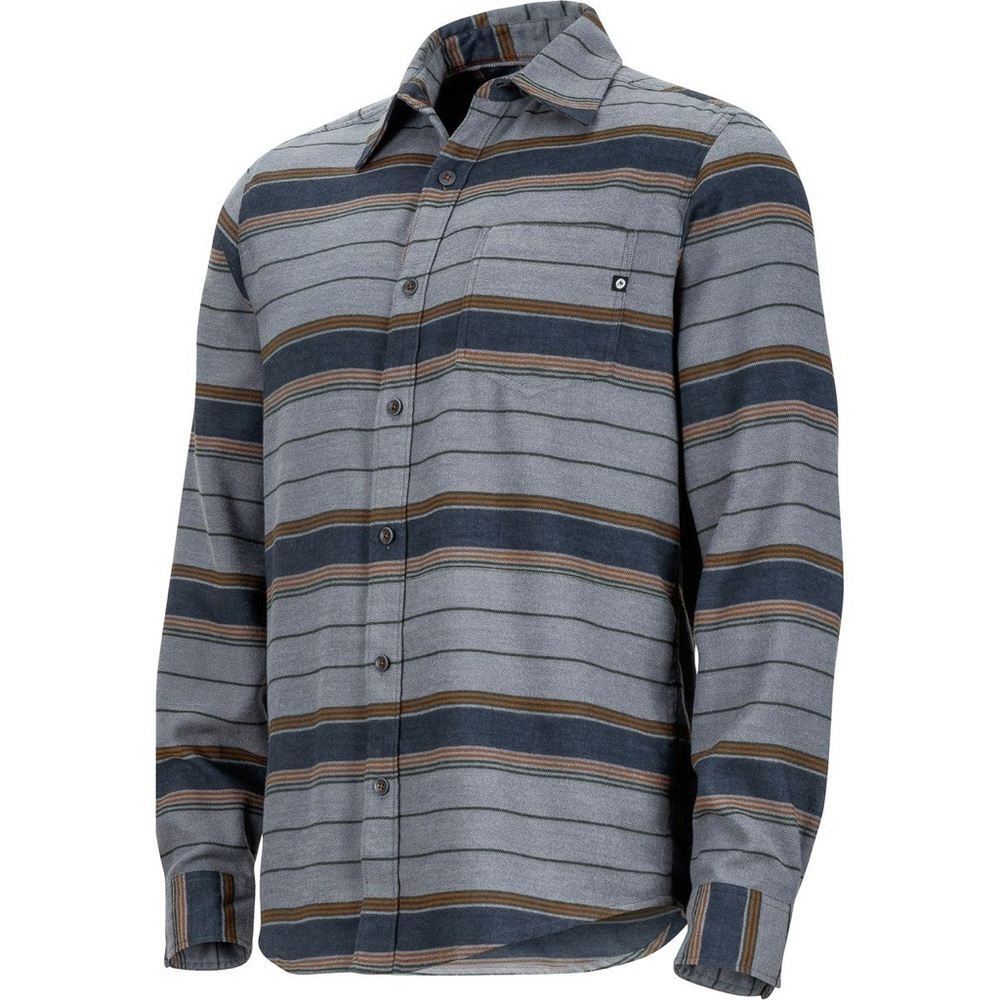 Marmot Men’s Striped Blue Brown Button-Up Shirt Outdoor Cabincore Flannel M NEW - Picture 3 of 10